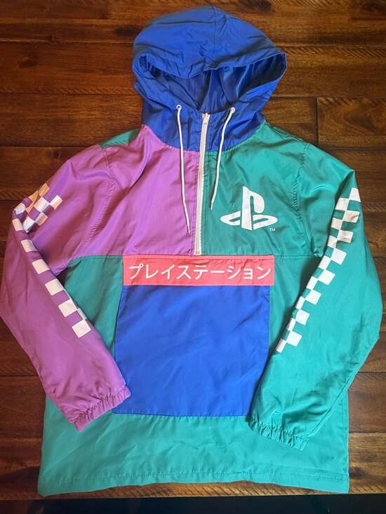 Sony PlayStation Retro Colorblock Anorak Windbreaker Hoodie Jacket - Picture 6 of 6